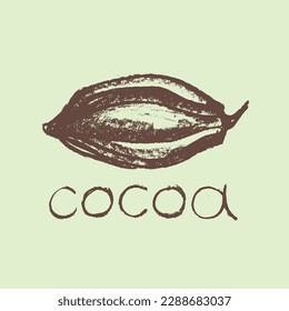 Icono de frijol de cacao. Esbozo dibujado a mano vectorial frijol Cacao. Hojas de frijol de cacao aisladas. Señal de Bean para prohibir el cacao. Doodle de producto orgánico para café, tienda, menú. Parte de planta para etiqueta, logotipo, signo, símbolo.