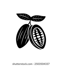 Cocoa bean icon isolated on white background.
