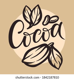 Cocoa bean icon on a beige background. Vector illustration.	