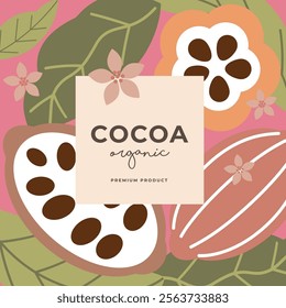 Cocoa bean illustration. Vintage style design template. chocolate cocoa beans. Vector illustration