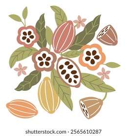 Cocoa bean illustration. Vintage style design template. chocolate cocoa beans. Vector illustration