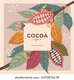 Cocoa bean illustration. Vintage style design template. chocolate cocoa beans. Vector illustration