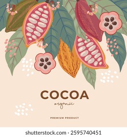 Cocoa bean illustration. Vintage style design template. chocolate cocoa beans. Vector illustration