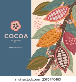 Cocoa bean illustration. Vintage style design template. chocolate cocoa beans. Vector illustration