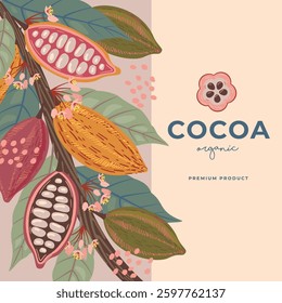 Cocoa bean illustration. Vintage style design template. chocolate cocoa beans. Vector illustration