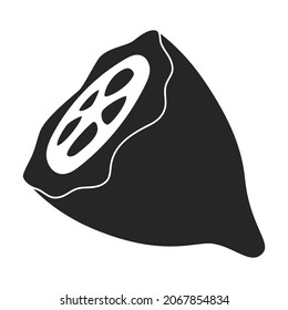 Icono de ilustración negra aislada de frijol de cacao. Ilustración vectorial fruta de chocolate sobre fondo blanco. Icono negro vectorial frijol de cacao.