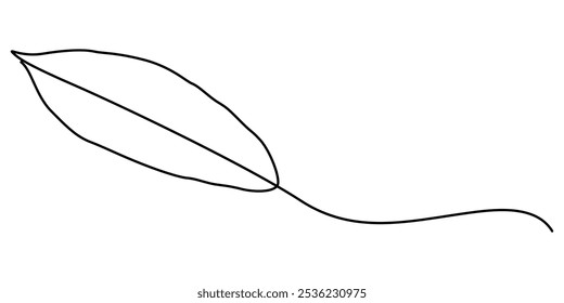 Cocoa bean leaf continuous one line drawing sketch illustration, Single continuous line drawing of whole healthy organic cocoa bean for plantation logo identity. Fresh cacao concept for chocolate shop