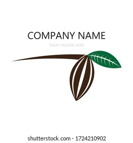 cocoa, cocoa bean, leaf illustration logo vector