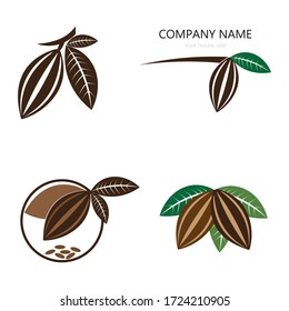 cocoa, cocoa bean, leaf illustration logo vector