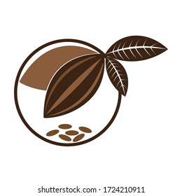 cocoa, cocoa bean, leaf illustration logo vector