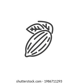 Icono de línea de frijol de cacao. signo de estilo lineal para concepto móvil y diseño web. Icono vectorial del contorno de la capota de cacao. Símbolo, ilustración del logotipo. Gráficos vectoriales
