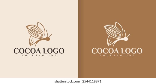 Cocoa bean logo design inspiration with butterfly