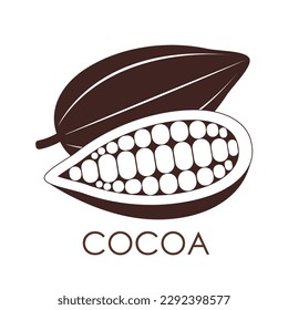 Cocoa bean Logo. Cocoa Icon. Chocolate Cocoa Symbol. Vector Illustration Isolated on White Background.