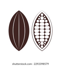 Cocoa bean Logo. Cocoa Icon. Chocolate Cocoa Symbol. Vector Illustration Isolated on White Background.