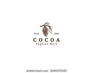 Cocoa bean Logo. Cocoa Icon. Chocolate Cocoa Symbol. Vector Illustration Isolated on White Background.