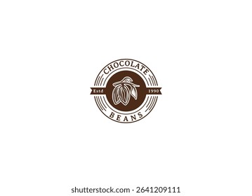 Cocoa bean Logo. Cocoa Icon. Chocolate Cocoa Symbol. Vector Illustration Isolated on White Background.