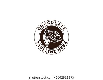 Logotipo de grão de cacau. Ícone de cacau. Símbolo de cacau de chocolate. Ilustração de vetor isolada no plano de fundo branco.