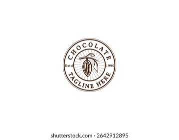Logotipo de grão de cacau. Ícone de cacau. Símbolo de cacau de chocolate. Ilustração de vetor isolada no plano de fundo branco.