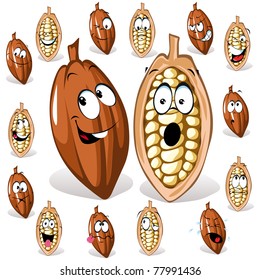 cocoa bean with many expressions