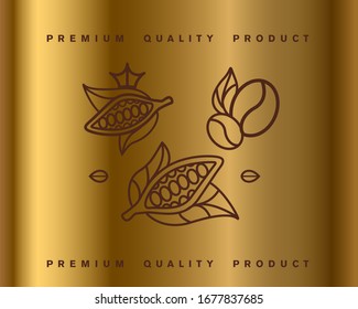 Cocoa bean Premium Quality vector icon set. High premium quality organic product.