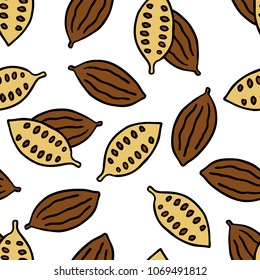 Cocoa Bean Seamless Doodle Pattern