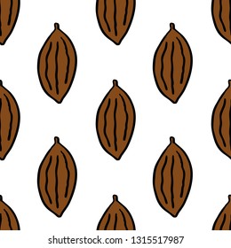 cocoa bean seamless doodle pattern