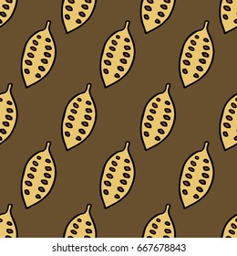 cocoa bean. seamless doodle pattern