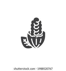 Icono vector del frijol de cacao. signo plano relleno para concepto móvil y diseño web. Icono de glifo de bacalao con semilla de cacao. Símbolo, ilustración del logotipo. Gráficos vectoriales