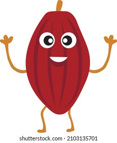 Cocoa beans cute character cartoon smiling face happy joy sweet emotions sign dark chocolate delicious dessert vector illustration.