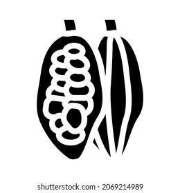 el vector de iconos de glifo de grano de cacao. señal de frijol de cacao. símbolo de contorno aislado ilustración negra
