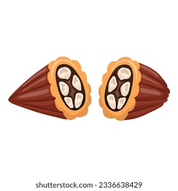 la mitad de los granos de cacao. ilustración vectorial en un fondo blanco