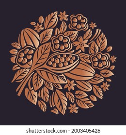 Cocoa beans illustration. Chocolate cocoa beans. Vector illustration