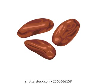 Cocoa beans isolated on white background. Vector cartoon flat illustration.