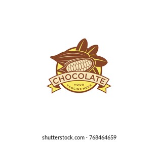 Cocoa Beans Logo Template. Chocolat Vector Design. Sweets Illustration