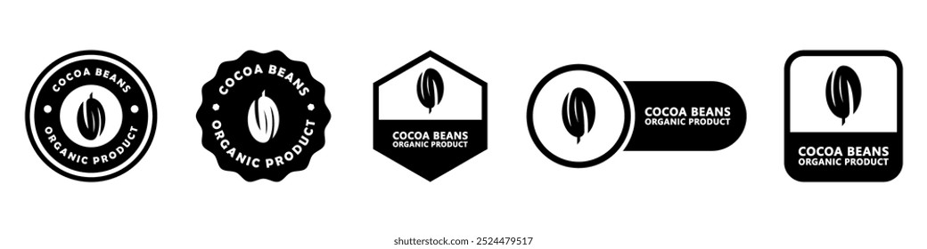 Cocoa Beans, organic product - vector signs for food and drink package labeling.