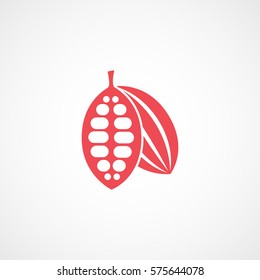 Cocoa Beans Red Flat Icon On White Background