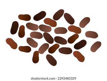 Ilustración vectorial de granos de cacao aislada en fondo blanco.