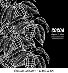 Cocoa beans vector illustration. Cocoa pods sketch. Vintage design. Hand drawn illustration. Can used for packaging design.