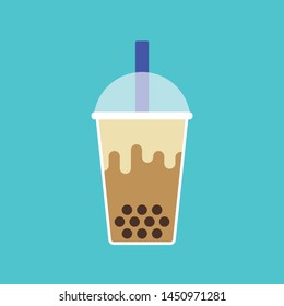 Cocoa bubble milk tea Icon, Colorful simple flat design, Isolate on background, Vector illustration