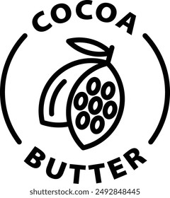 cocoa butter black outline icon round rounded circle badge stamp label isolated on transparent background