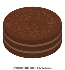 Cocoa cake icon. Isometric of cocoa cake vector icon for web design isolated on white background