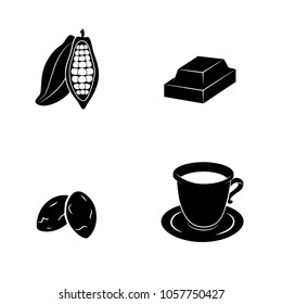 Cocoa, chocolate, cacao vector icon set.