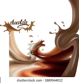 Cocoa chocolate caramel splashes drops illustration realistic vector
