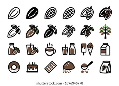 Cocoa Chocolate icon set - Hand drawn doodle icons