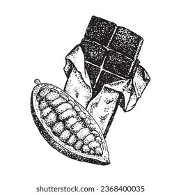 Cocoa and Chocolate, Cocoa and Chocolate sketch vector illustration, Vector hand drawn illustration