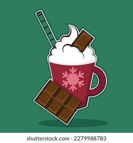 Cocoa with chocolate, vector graphics, cup with cocoa, icon, vector clipart