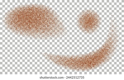 Cocoa, coffee or chocolate powder, dust particles ground splash isolated on transparent background. Vector illustration