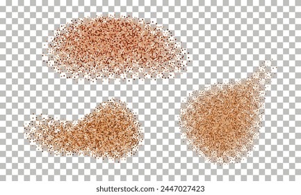 Cocoa; coffee or chocolate powder splash, dust particles ground splatter isolated on transparent background. Vector illustration