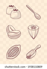 cocoa and coffee icon set