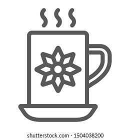 Cocoa cup line icon. sweet and drink, hot mug sign, vector graphics, a linear pattern on a white background, eps 10.